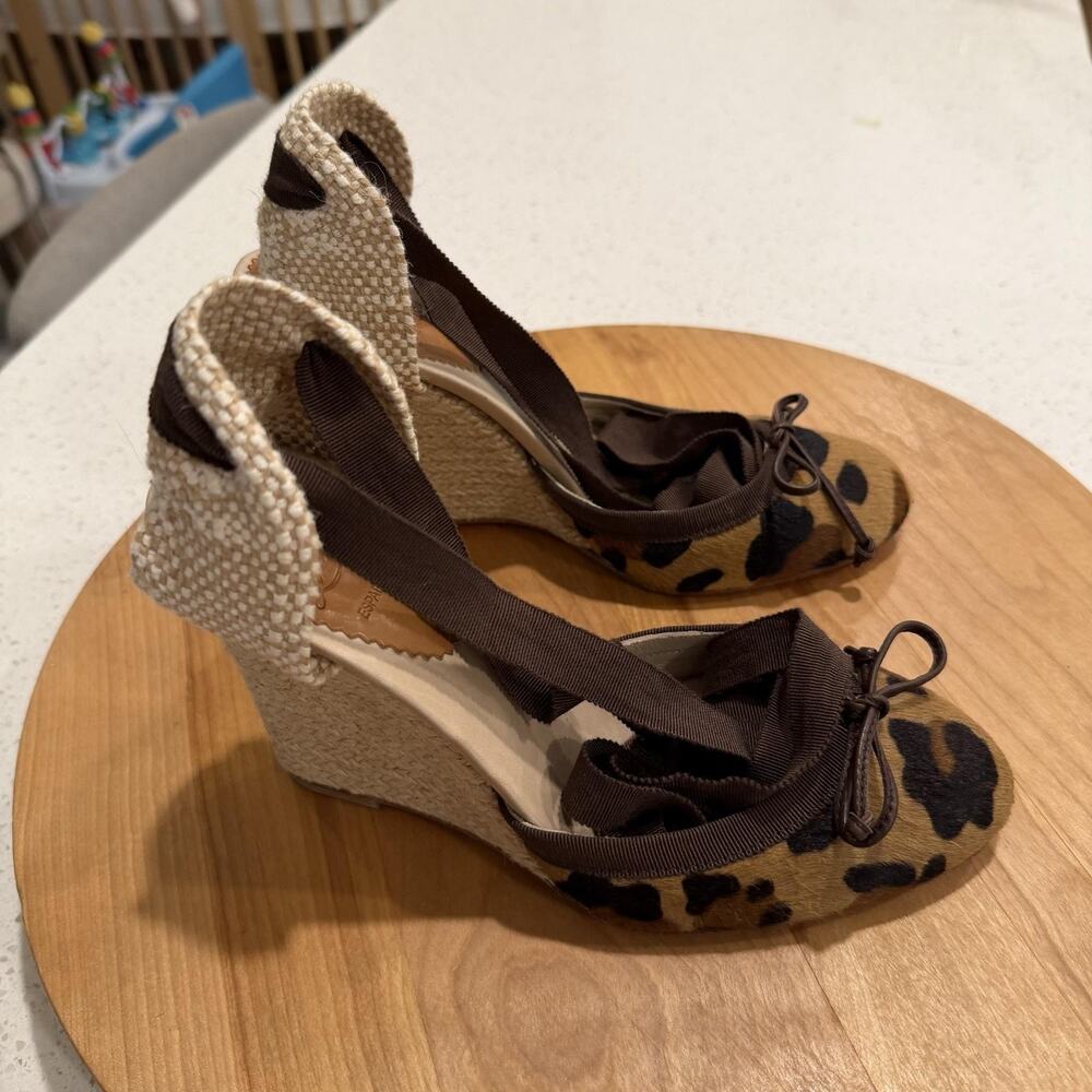 Christian Louboutin 37 Brown Leopard Print Calf Hair Carino Espadrille Luxury